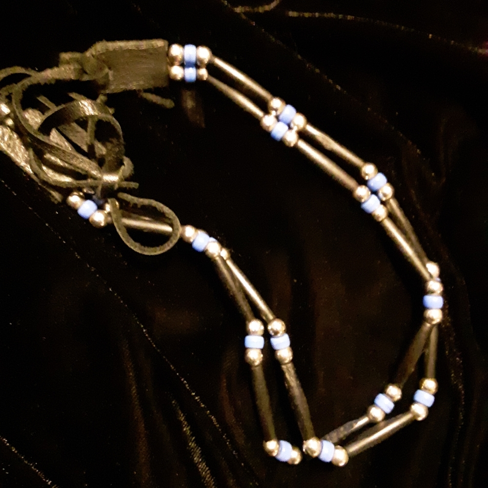 2 Strand Choker in Black & Blue
